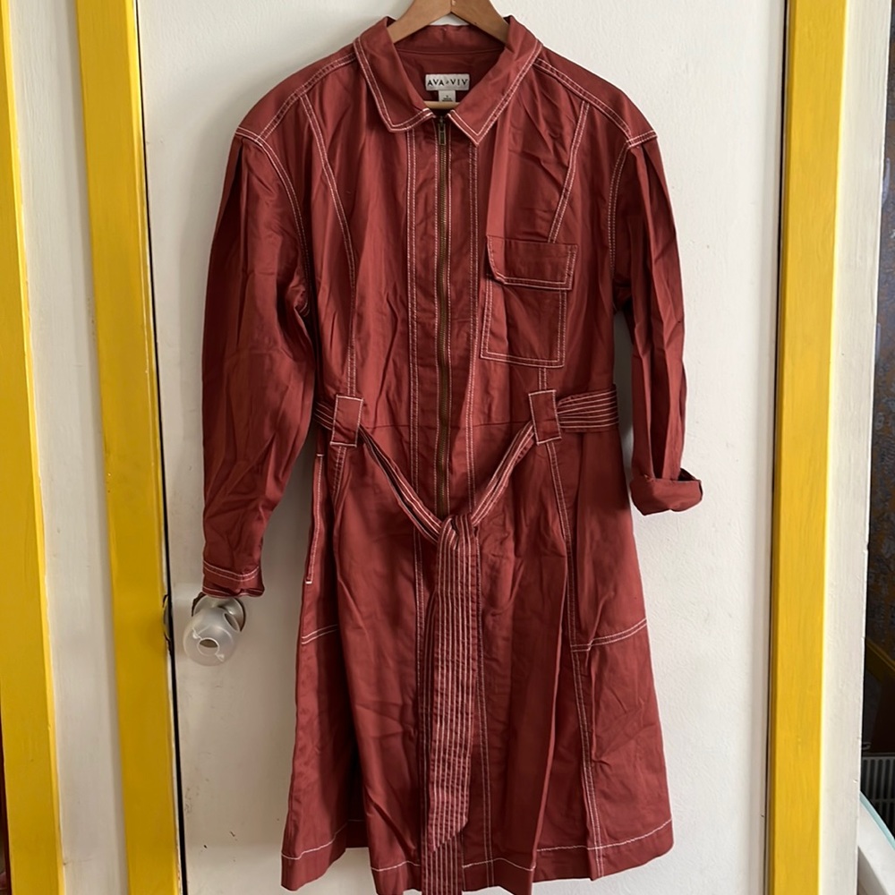 NWOT Ava and Viv Size XL Terra Cotta Zip Up Dress